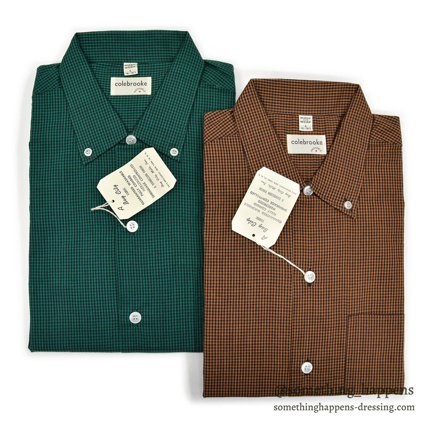 1950's~ DEADSTOCK COLEBROOKE BROWN/BLACK PIN CHECK L/S SHIRT... L