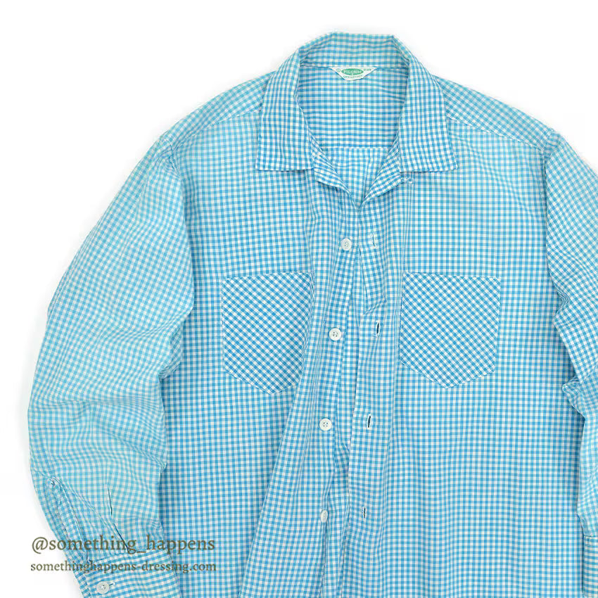 1950's PILGRIM GINGHAM CHECK L/S SHIRT LIGHT BLUE/WHITE ... L