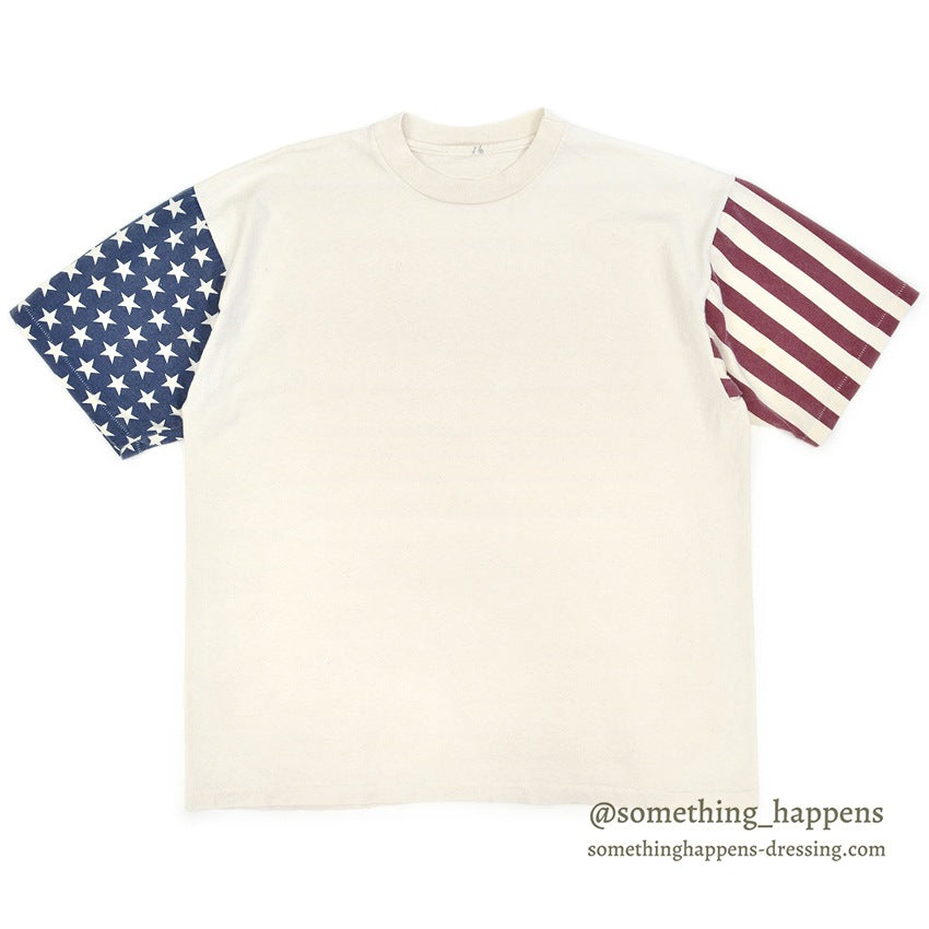1990's US FLAG SLEEVE PRINT T-SHIRT ...