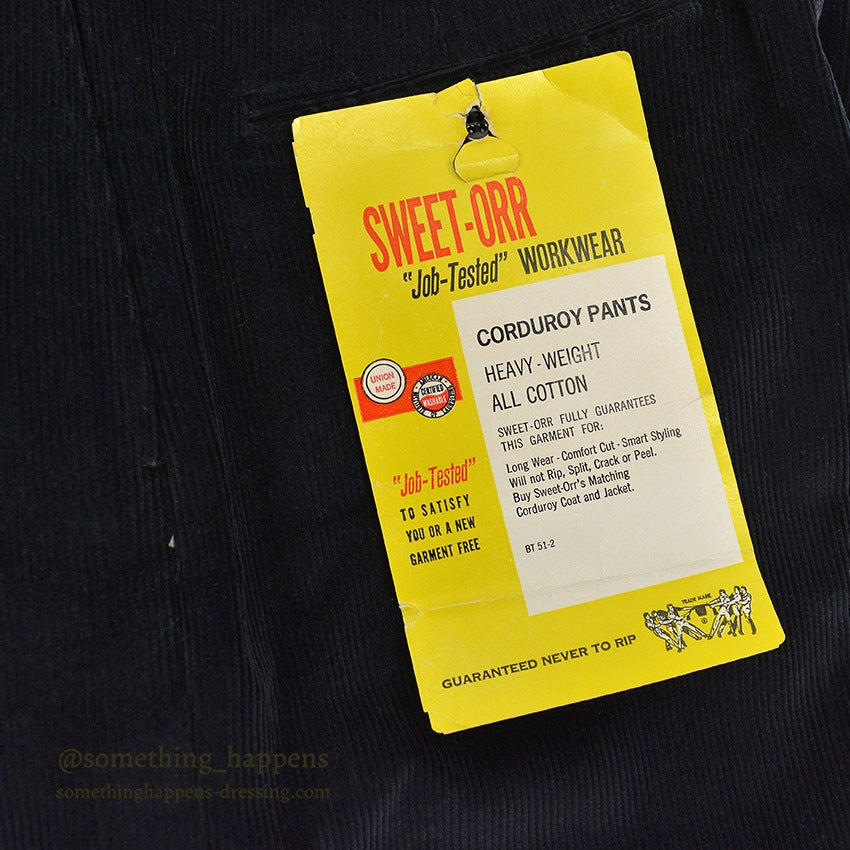 1960's DEADSTOCK SWEET-ORR CORDUROY WORK PANTS... W36/L32