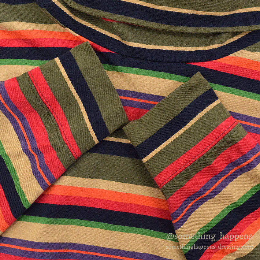 1990's LAND'S END COTTON TURTLE NECK L/S SHIRT MULTI COLOR STRIPE ... XL