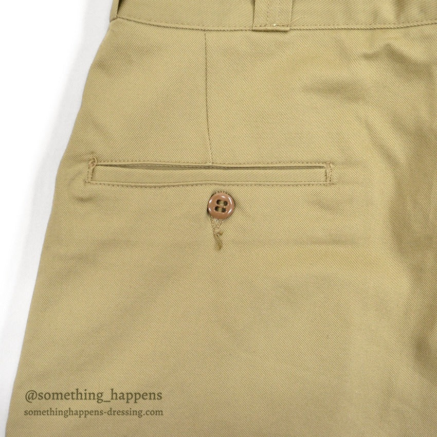 1960's DEADSTOCK USARMY TROUSERS, MEN'S, COTTON KAHKI SHADE-1 ... W33/L29
