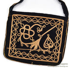 1960's~ HAND MADE EMBROIDERED BLACK VELVET SHOULDER BAG...