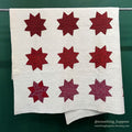ANTIQUE 1898 to 1929 QUILTED RED STAR QUILT... 190cm/183cm