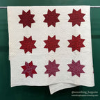 ANTIQUE 1898 to 1929 QUILTED RED STAR QUILT... 190cm/183cm