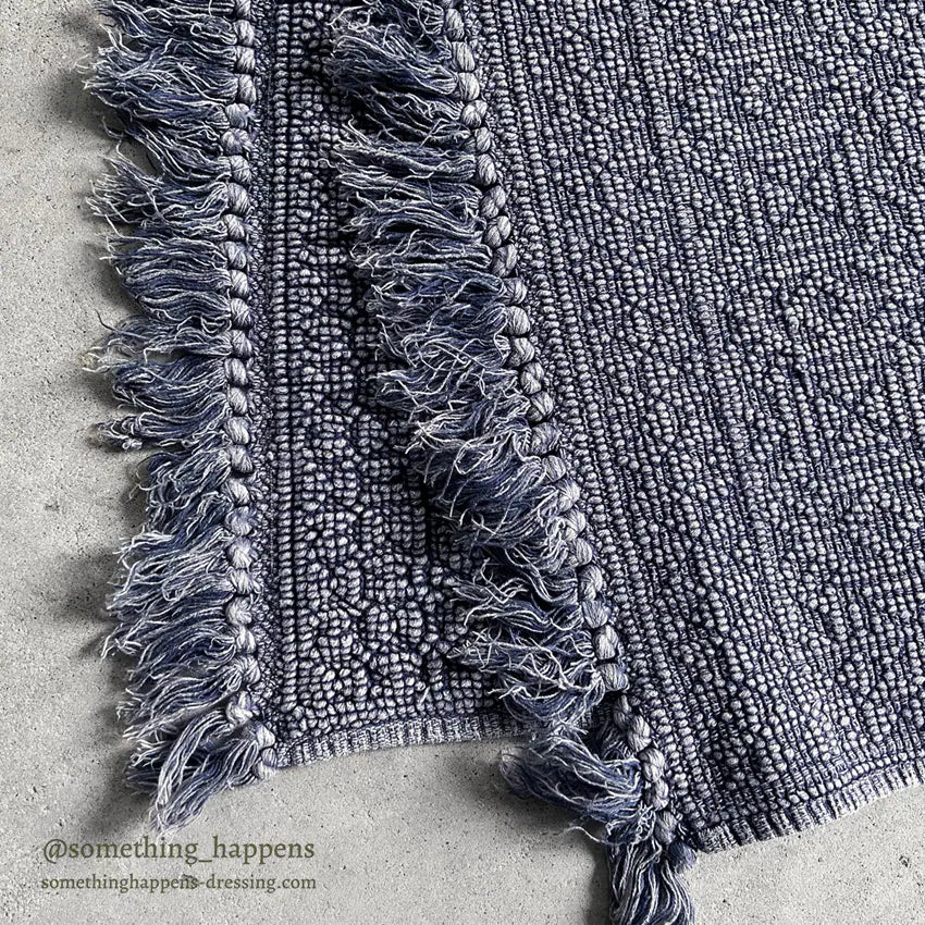 OLD INDIGO FRINGE RUG...86cm/51cm