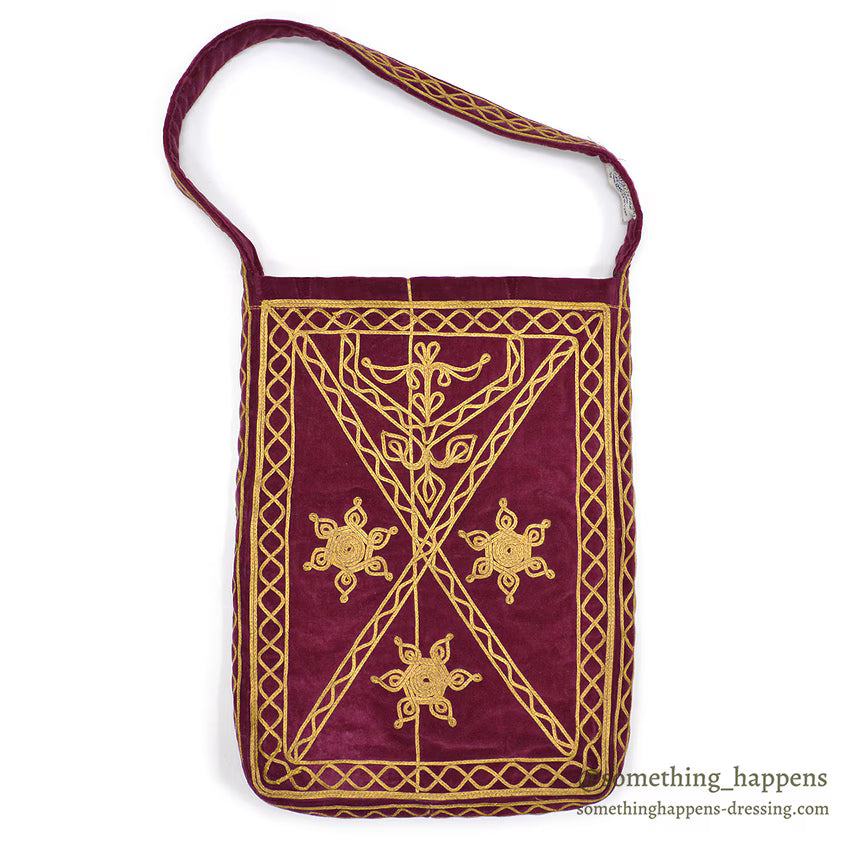 1950's~ KHYBER HAND MADE EMBROIDERED RED VELVET SHOULDER BAG...