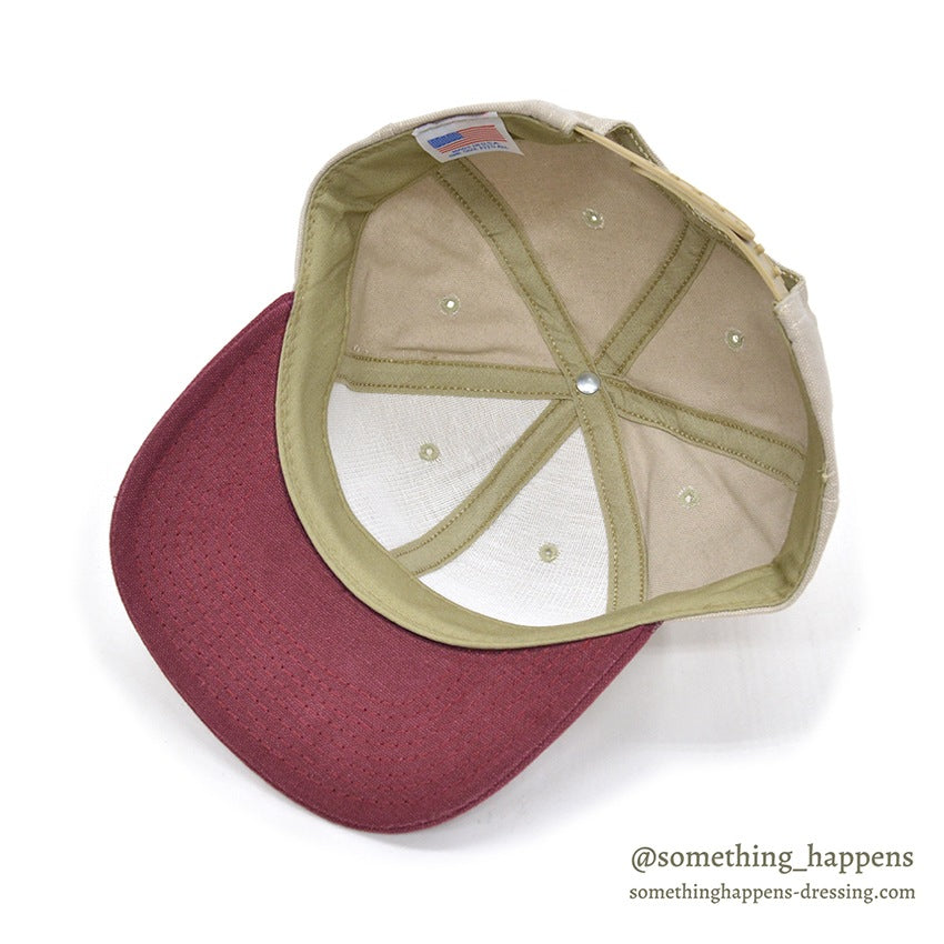 1990's DEADSTOCK LIGHT GRAY/MAROON SNAP BACK CAP Made in USA...