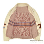 1970's~ NATIVE PATTERN JACQUARD SHAWL COLLAR CARDIGAN...