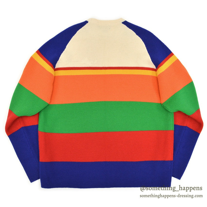 1990's J.CREW MULTI WIDE BORDER WOOL SWEATER... XL