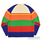 1990's J.CREW MULTI WIDE BORDER WOOL SWEATER... XL