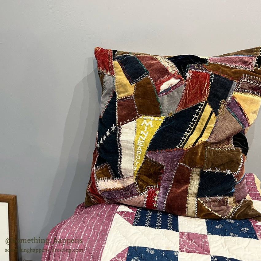 ANTIQUE MOSAIC PATCHWORK QUILTED CUSION...45cm/45cm