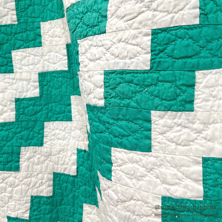 NATIVE PATTERN PATCHWORK QUILT TURQUOISE GREEN/WHITE ... 210cm/190cm
