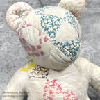ANTIQUE CALICO PATCHWORK QUILTED TEDDY BEAR BIG...