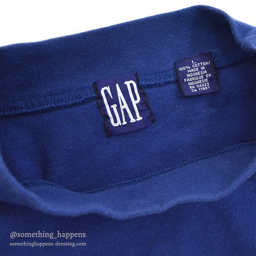 ~1990's GAP WIDE BLUE/WHITE STRIPE COTTON L/S TEE ... L