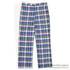 1970's DEADSTOCK THOMSON INDIA MADRAS BLUE PLAID PANTS... W34