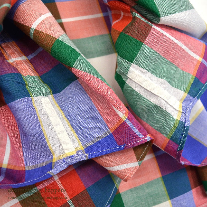 ~1980's CUZZENS PLAID COTTON DRESS SHIRT MADE IN IATLY 1 ... L