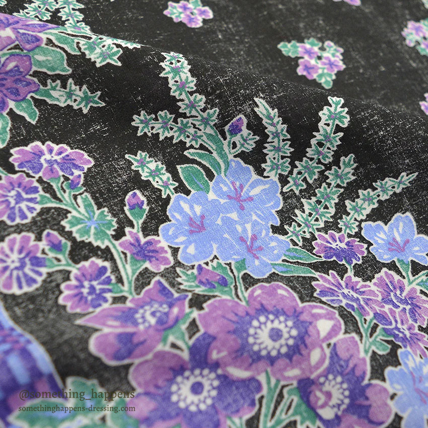 ~1970's WAMCRAFT FLORAL PATTERN MIX COLOR BANDANA BLACK ...