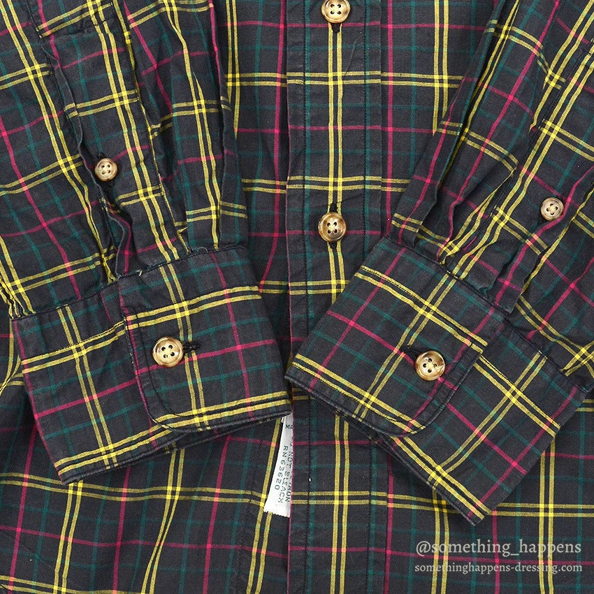 1980's OUTFITTERS IMPORTED FABLIC PLAID B/D SHIRT ... M