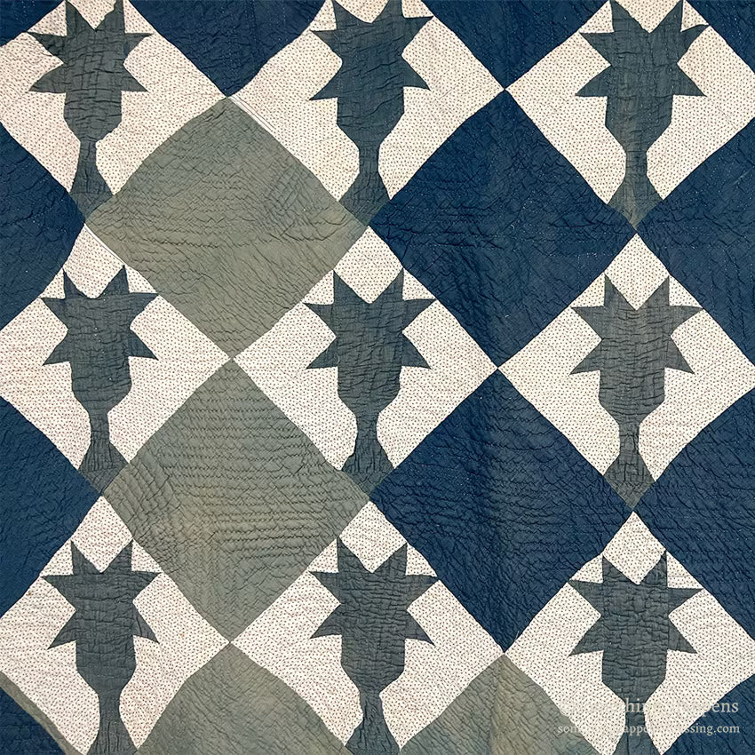 ANTIQUE PAUM TREE PATCHWORK QUILT...208cm/208cm