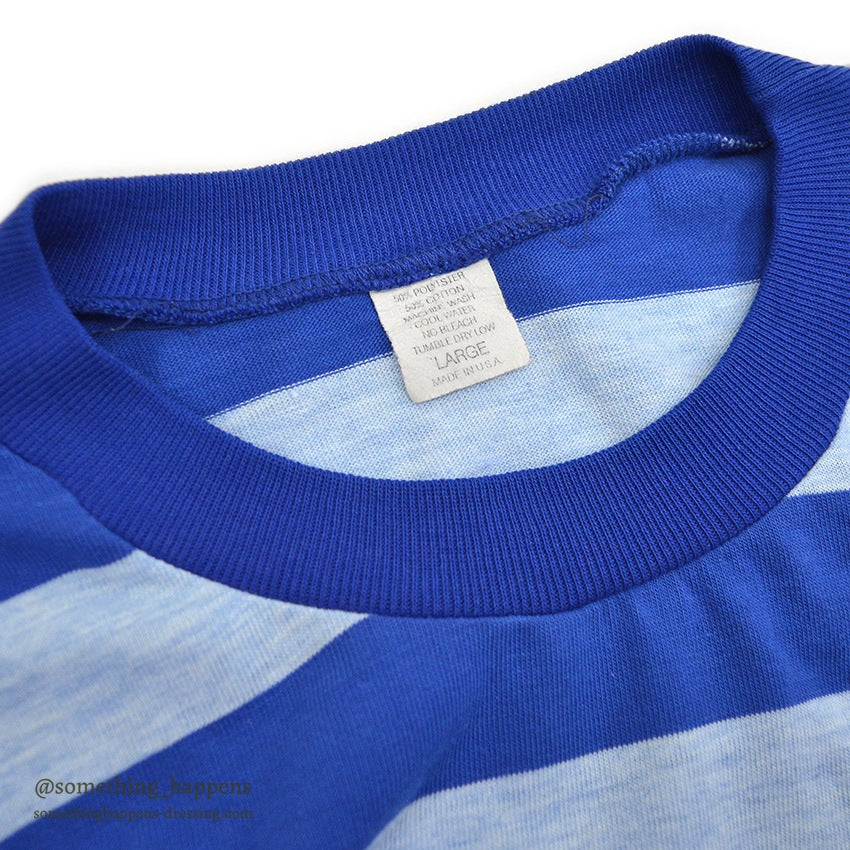 ~1980's BLUE STRIPED T-SHIRT ... LARGE
