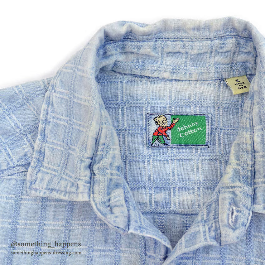 1990's JOHNNY COTTON DOBBY CLOTH L/S SHIRT ... S