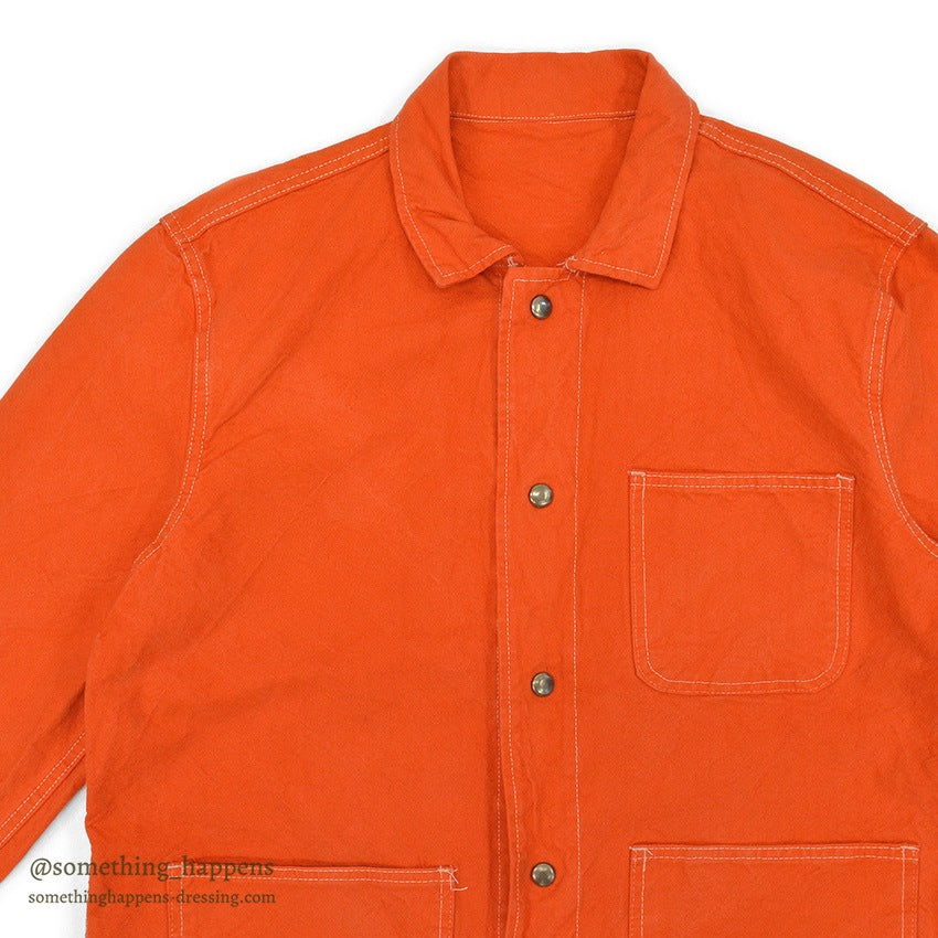1980's~ ORANGE OVERDYED CANVAS COVERALL...