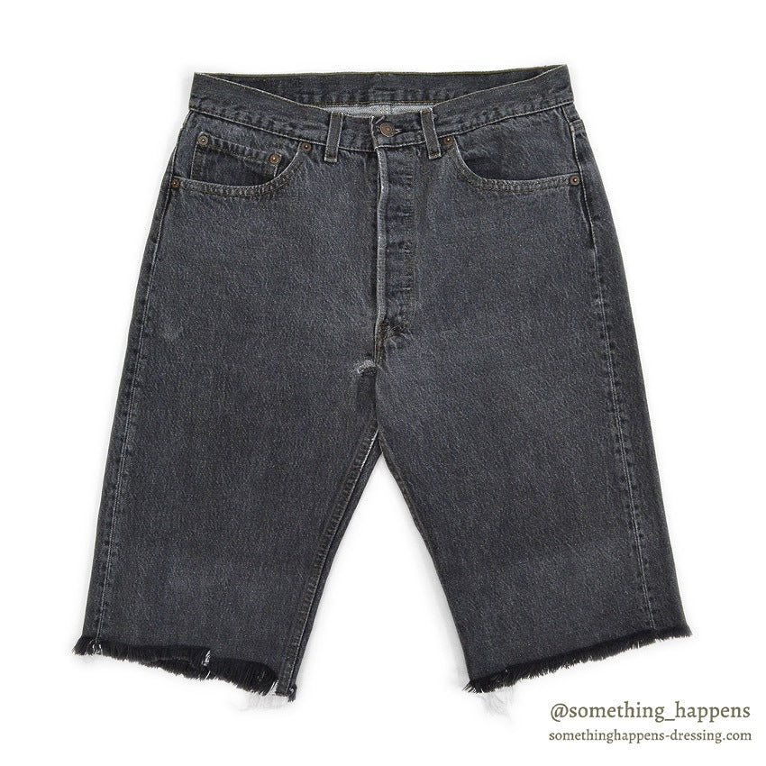 1990's Levi's 501 BLACK DENIM PANTS CHOPPED... W32