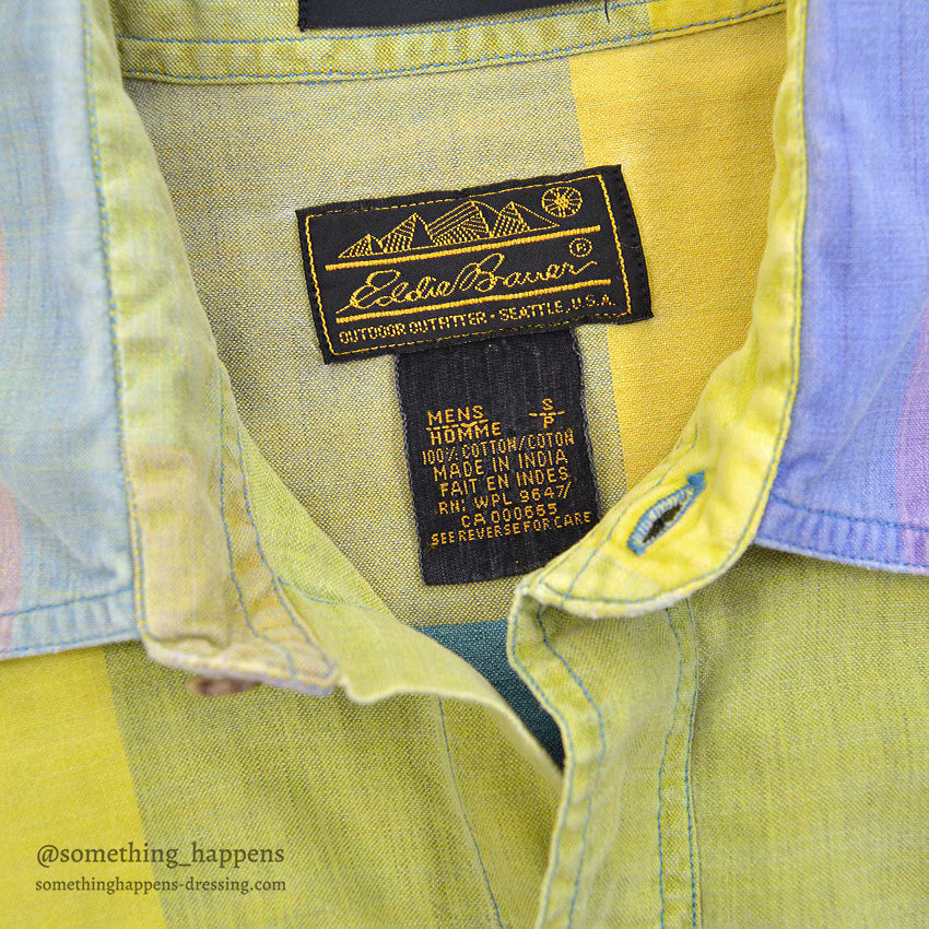 1980's~ EDDIE BAUER SUPERIOR MADRAS S/S SHIRT ... S