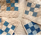 ANTIQUE NINE PATCH CALICO PATCHWORK CRIB QUILT... 122cm/90cm