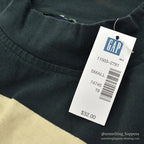 1990's DEADATOCK GAP GREEN/CREAM WIDE STRIPE COTTON L/S TEE ... S