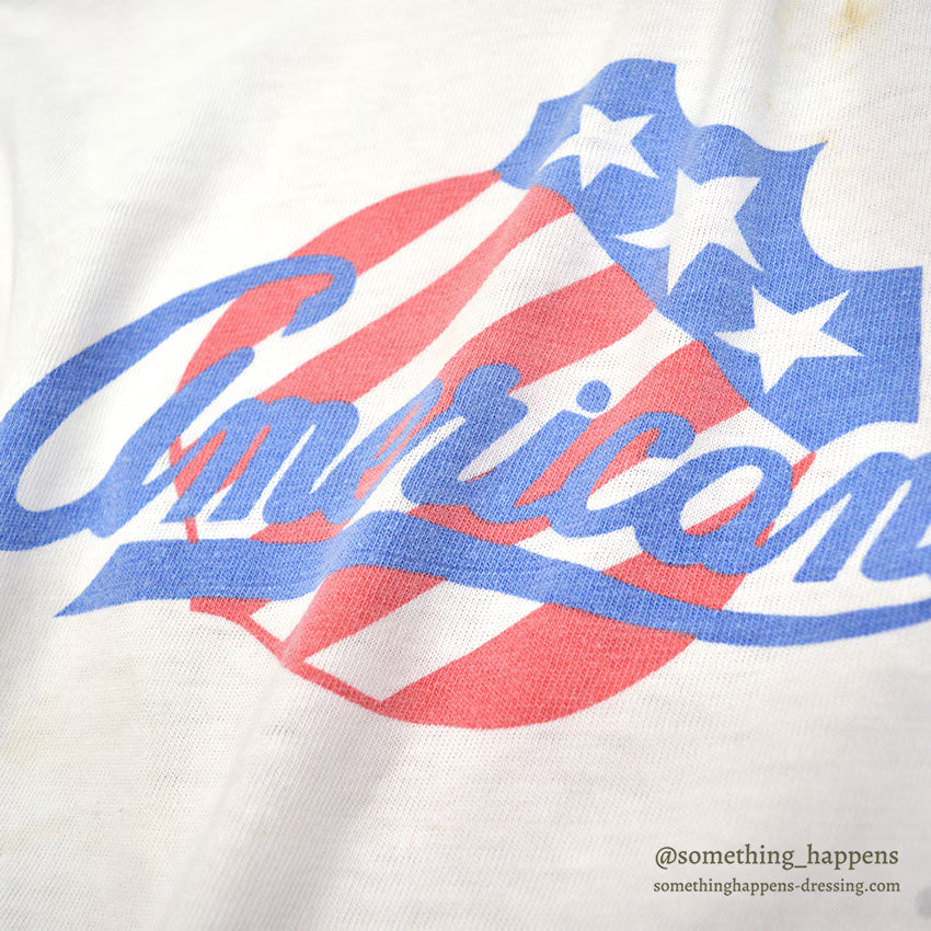 1970's CHAMPION BLUE BAR TAG BLEACH SLEEVE BASEBALL TEE ... XL