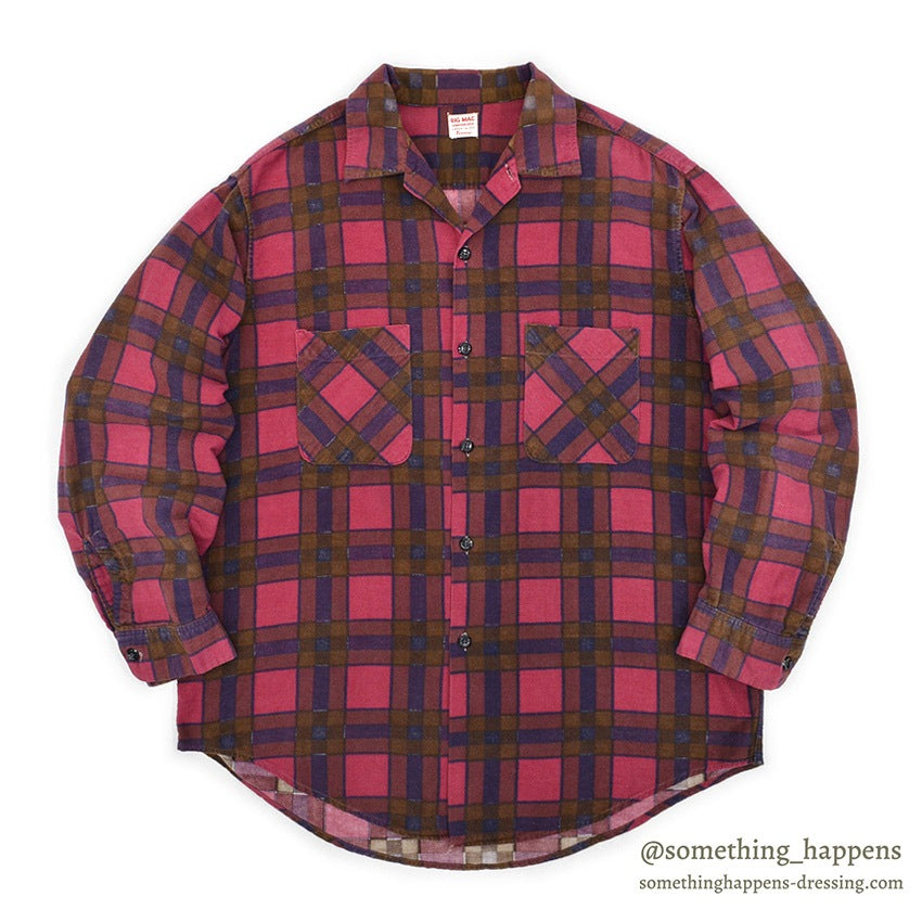 1960's BIGMAC PRINT FLANNEL SHIRT RARE COLOR... L