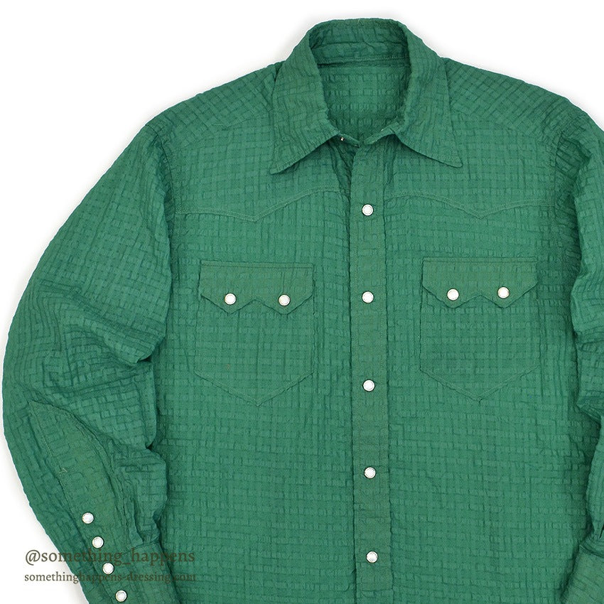 1950's UNUSUAL GREEN NYLON WESTERN SHIRT...