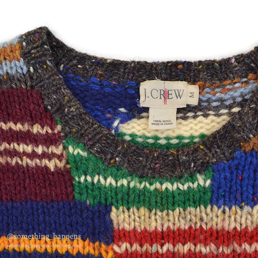 1990's J.CREW MULTI-COLOR WOOL KNIT SWEATER... M