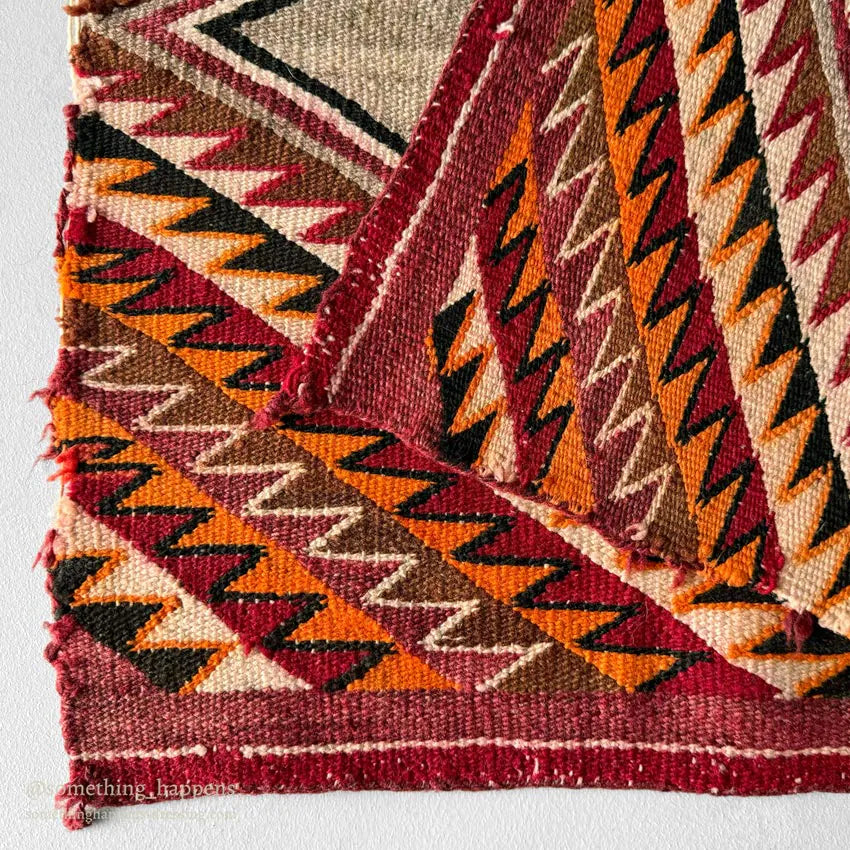 c.1900's NAVAJO RUG WHIRLING LOG SADDLE BLANKET ... 91cm/69cm