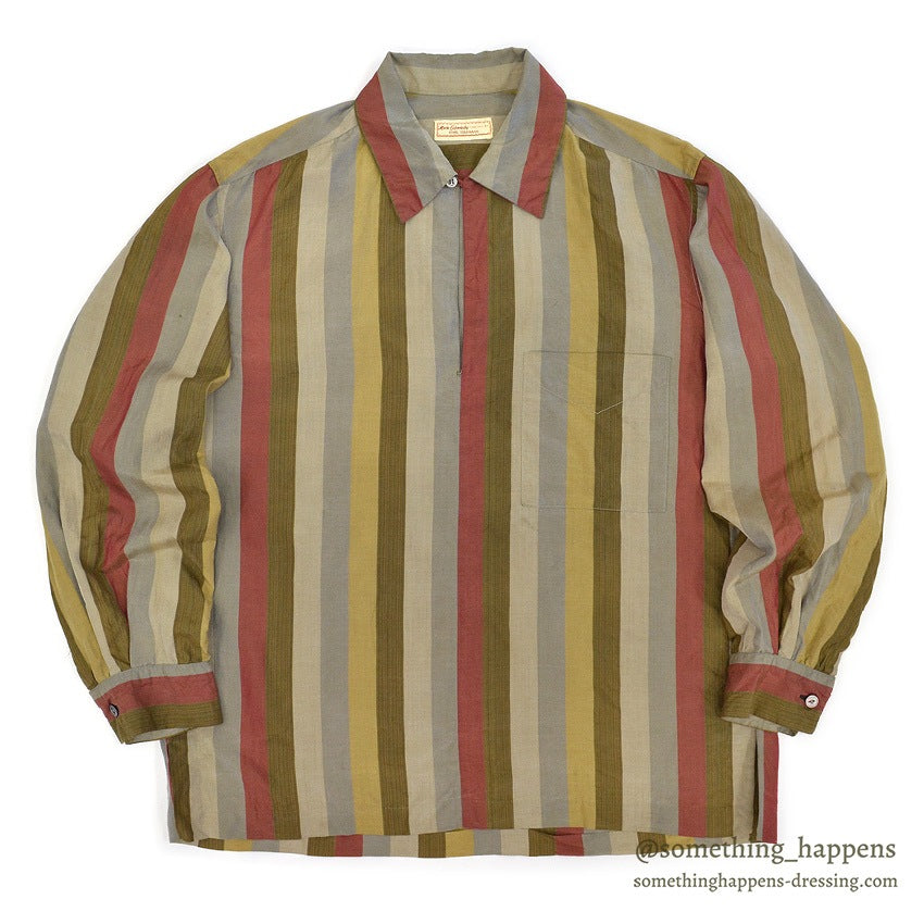 1950's~ OLD MULTI COLOR STRIPE PULLOVER SHIRT...