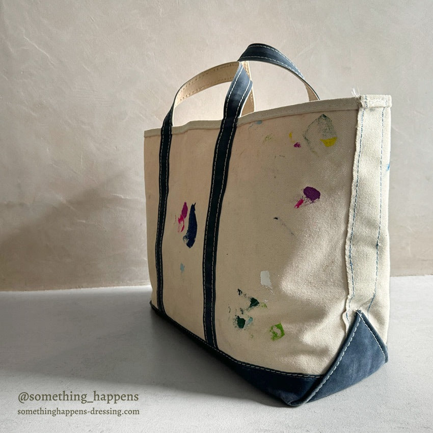 1980's LLBEAN BOAT AND TOTE NAVY / USED BY PAINTER... LARGE