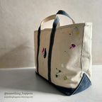1980's LLBEAN BOAT AND TOTE NAVY / USED BY PAINTER... LARGE