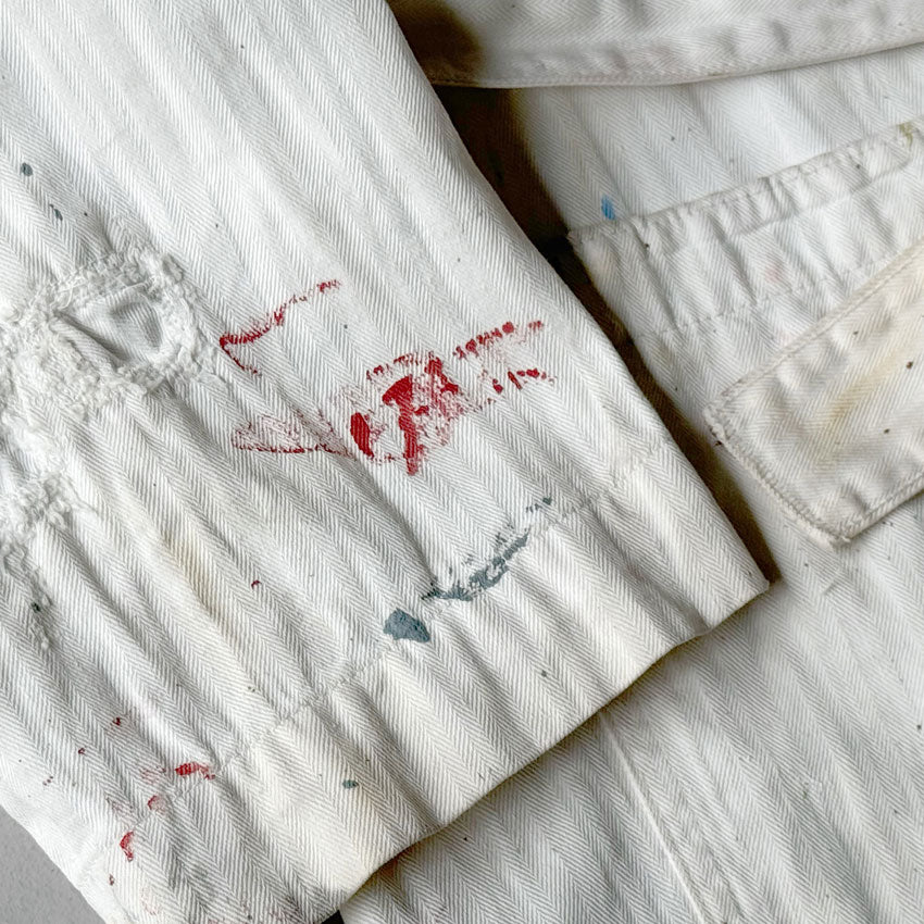 1950's~ PAINT SPLATTER HBT SERVICE COAT... 42