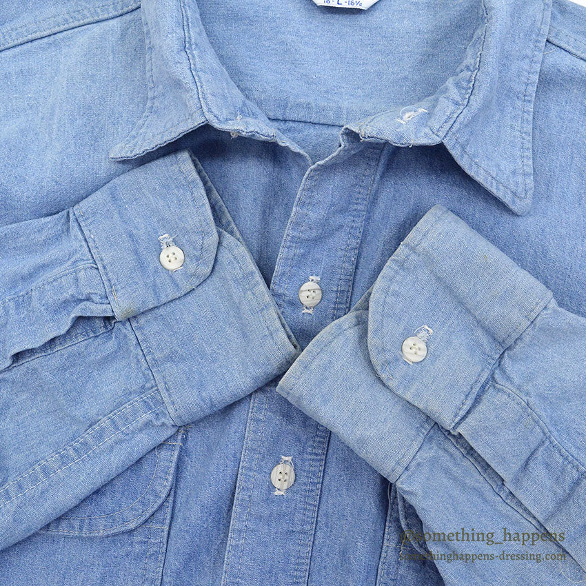 1980's FIVE BROTHER CHAMBRAY SHIRT...L