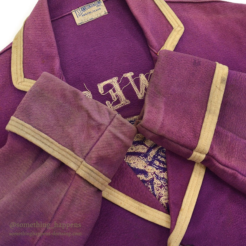 ~1940's TSLANKFORD & SONS IOWA WESLEYAN TIGER EMBROIDERY MOLESKIN JACKET...