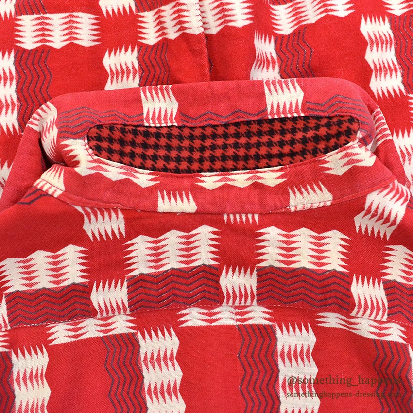 ~1950's GEOMETRIC ZIG ZAG PATTERN PRINT FLANNEL SHIRT...