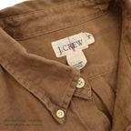 1990's J.CREW BROWN LINEN B/D SHIRT ... M
