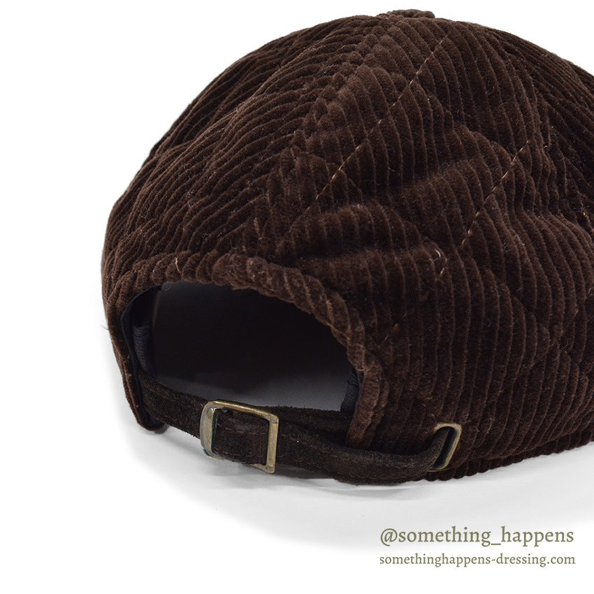 1990's EDDIE BAUER QUILTED CORDUROY CAP / BROWN...