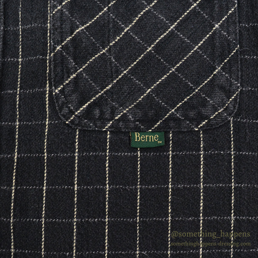 1990's BERNE BLACK COTTON HEAVY FLANNEL SHIRT... L