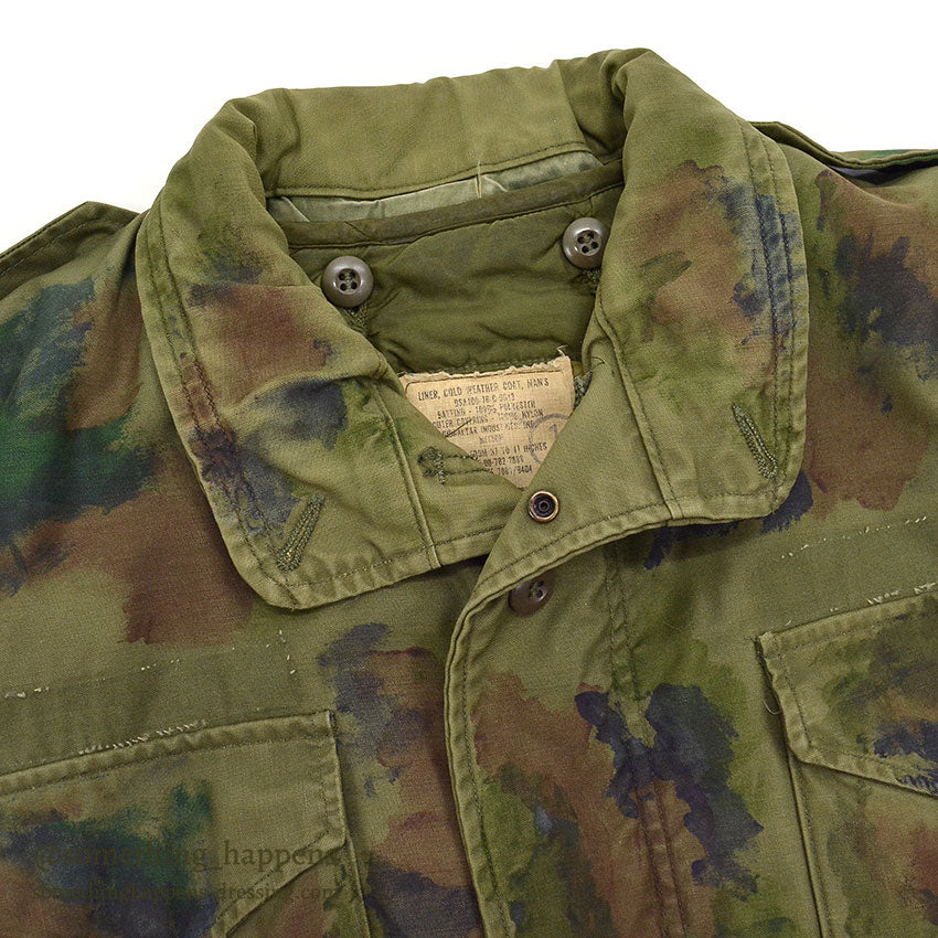 1970's M-65 USN MIUW-604 HAND PAINTED CAMO FIELD JACKET WITH LINER... MR