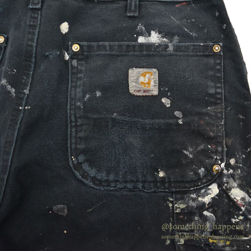 1990's CARHARTT BLACK DOUBLE KNEE DUCK PAINTER PANTS... W31/L31