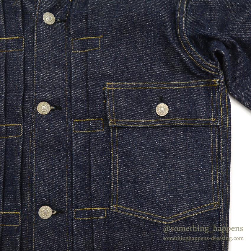 1940's DEADSTOCK FOREMOST BUCKLE BACK DENIM JACKET / LEATHER PATCH ... 36