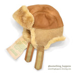 1980's~ DEADSTOCK BICK MOOSE LEATHER SHEARLING TRAPPER HAT...L